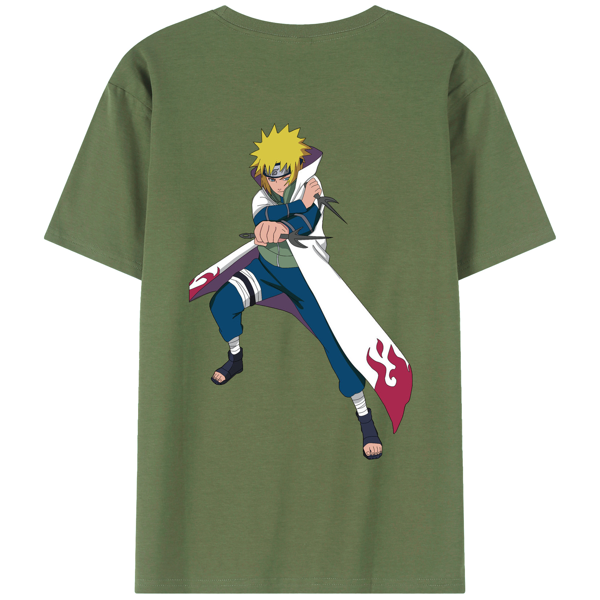 （画像用） NARUTO -ナルト- 波風 ミナト Namikaze Minato 綿100％ メンズ半袖Tシャツ（バックプリント） 通気性